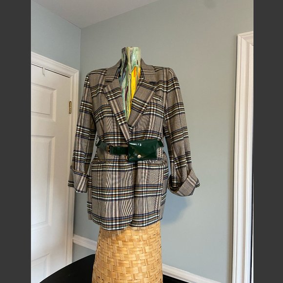 Plaid Blazer & Belt Bag Set – Women's Medium - Picture 12 of 13